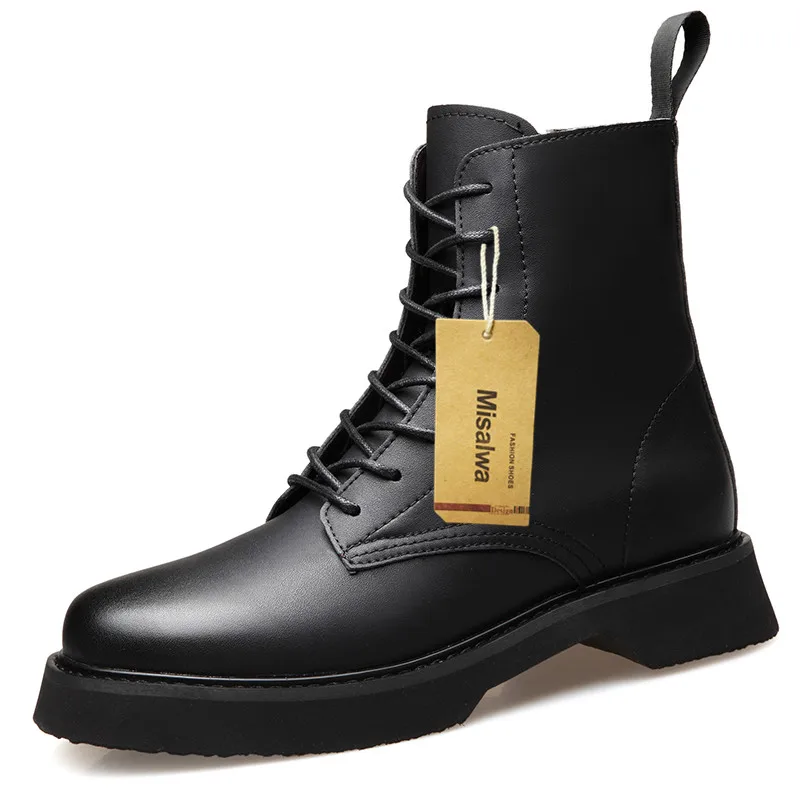 Misalwa/винтажные мужские модные ботинки с круглым носком Черные классические