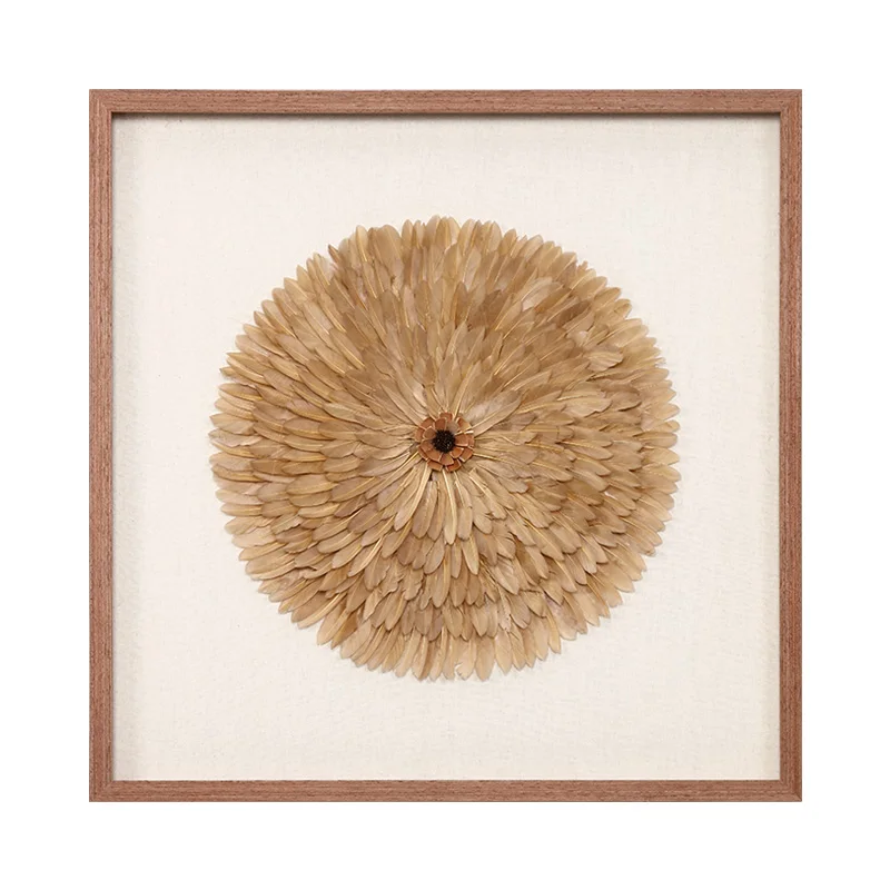 

TT Jingquan Modern Minimalist Feather Art Decorative Painting Living Room Sofa Background Wall Three-Piece Painting