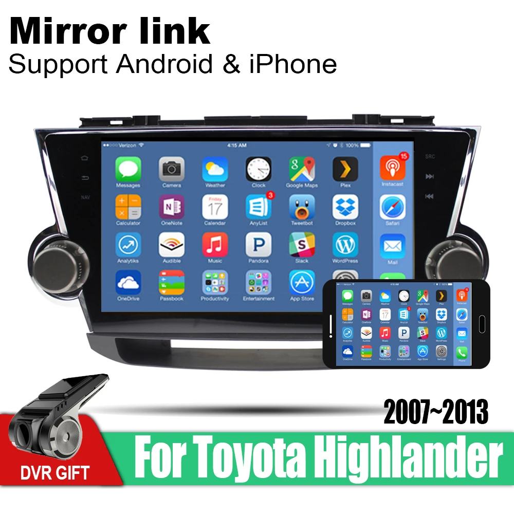 Для Toyota Highlander 2007 2008 2009 2010 2012 2013 Android автомобильный Радио DVD плеер Автомобильный