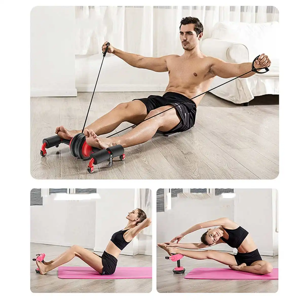 

Abdominal Wheel Roller Kit Rally Rope For Strength Training Home Workout Exercise Fitness Equipments Wheel Roller Set