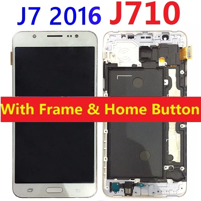 Для Samsung Galaxy J7 J710F SM-J710FN/F/M/H/DS ЖК-дисплей с сенсорным экраном дигитайзер сенсор с рамкой Главная кнопка