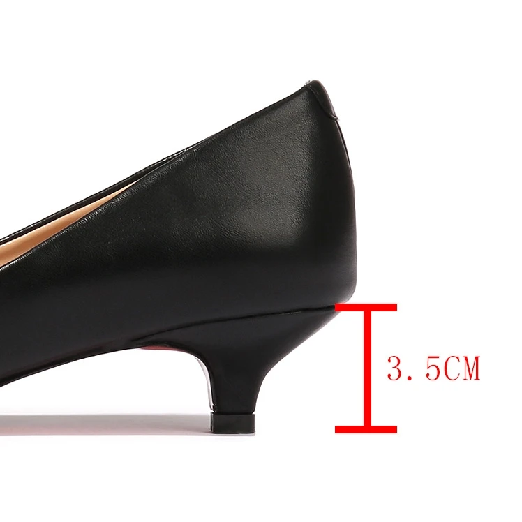 Women's 3.5cm Med High Heels Pumps Office Lady Woman Sexy Bride Party Pointed Toe Split Leather Shoes Black For Female E0002