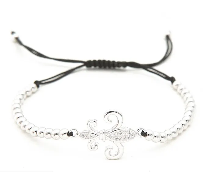 Золото серебро микро pave cz Кубического циркония Веревка Регулируемый браслет из