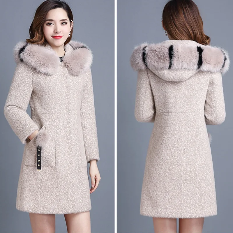 Норковое флисовое зимнее теплое шерстяное пальто офисное модное повседневное