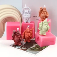 fat baby buddha statue silicone body dandle mold smiling face buddhism crystal epoxy 3d handmade practical gadget candle mould