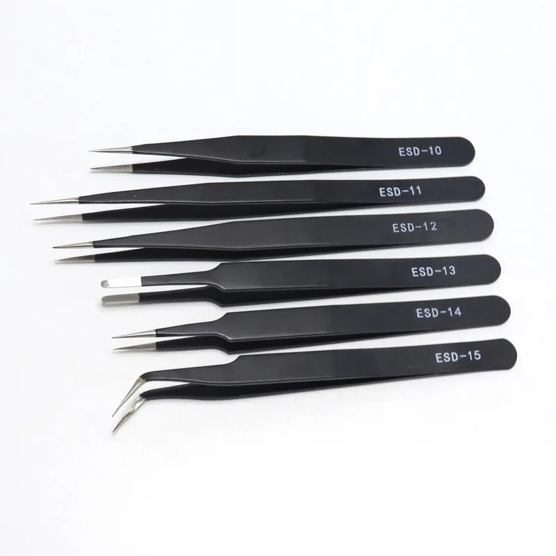 Stainless steel precision ESD anti-static tweezers pointed elbow can be customized tools bird's nest clip grafting eyelash tweez |