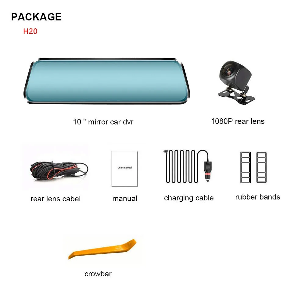 Автомобильный видеорегистратор с сенсорным экраном 10 дюймов потоковая