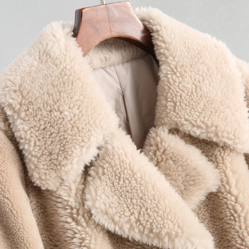 Роскошное пальто из овечьей шерсти для женщин 2020 натуральное шерстяное меховое