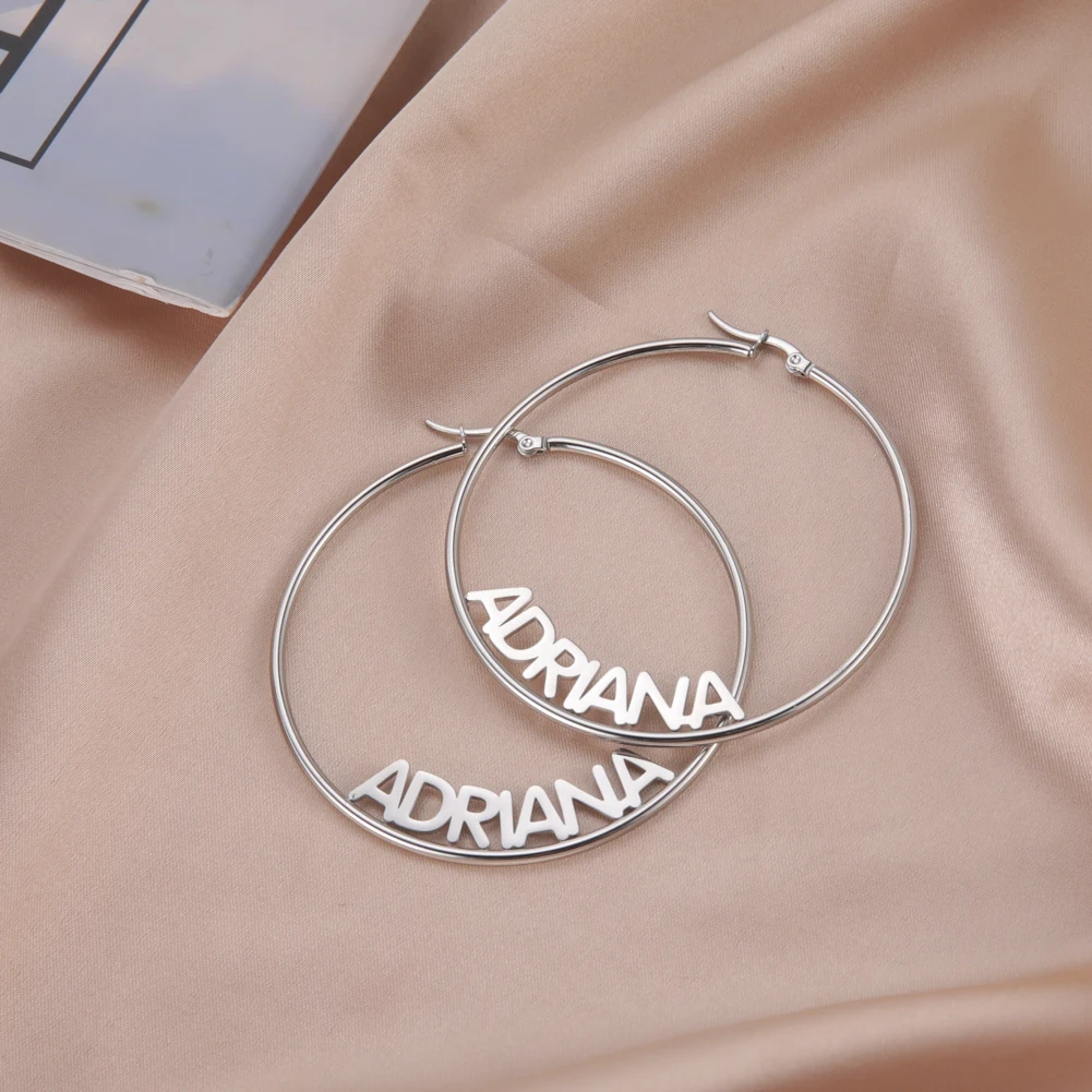 

Gosun Custom Name Hoop Earrings Stainless Steel Gold Color Customized Earring For Women Personalized Gift Jewelry Cерьги тренд