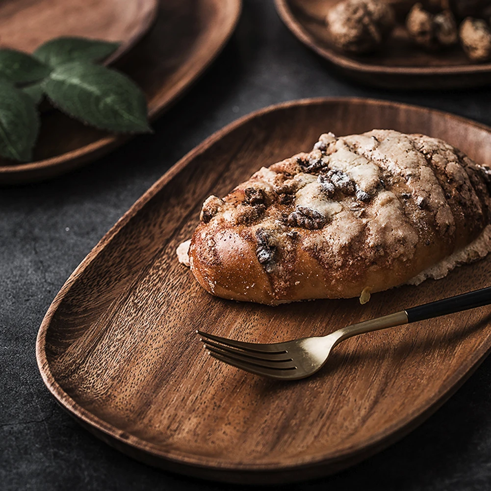Цельная деревянная миска, тарелка для конфет, закусок, орехов, сухие тарелки для фруктов, миски, обеденные тарелки, поднос для завтрака, товары для дома, кухни