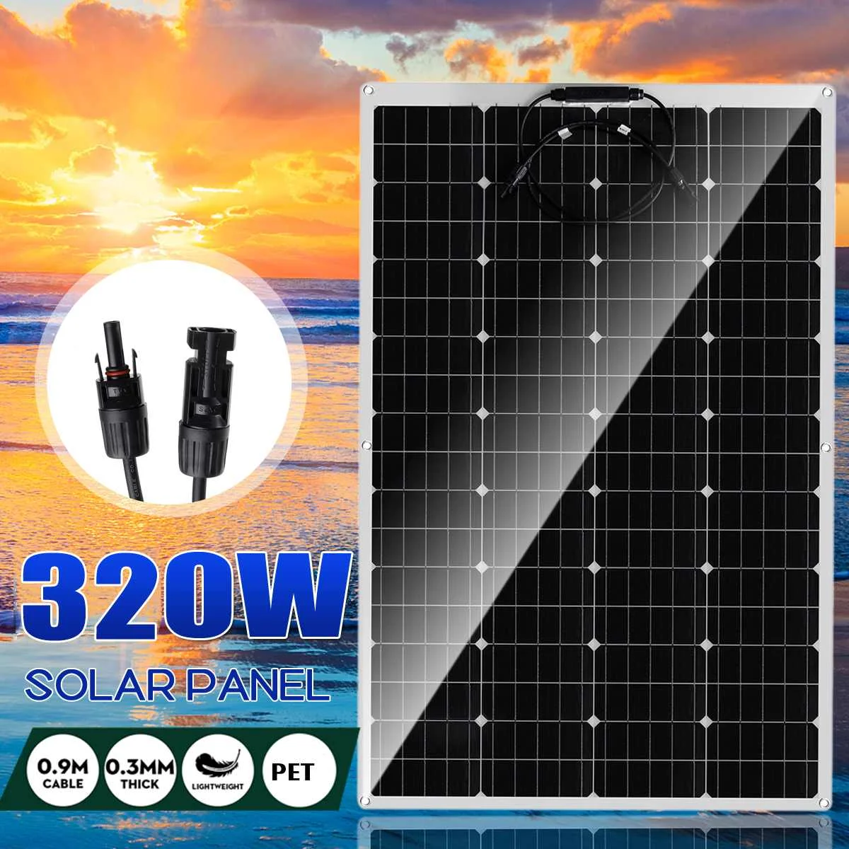 

320W Solar Panel 18Volt semi-flexible solar system Photovoltaic Solar Cell Waterproof battery/yacht/RV/car/boat with Connector