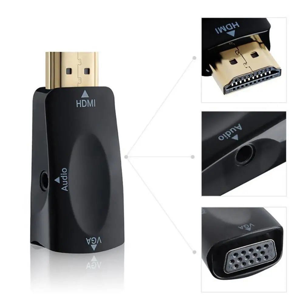 HD 1080P папа мама HDMI к VGA адаптер портативный аудио кабель конвертер для ПК ноутбук