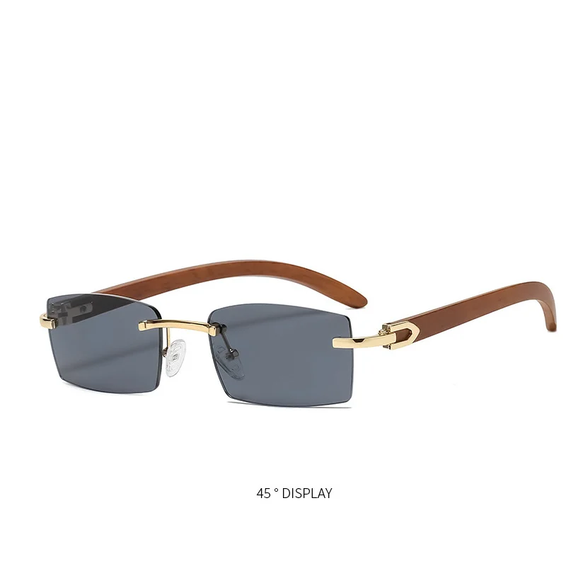 2021 new ladies frameless metal sunglasses brand design gradient UV400 trend 7533 | Sunglasses