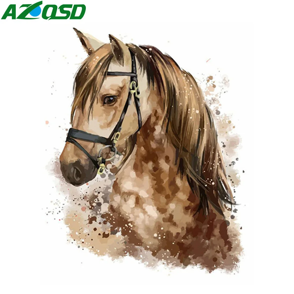 

Картина AZQSD по номерам, рисунок лошадей на холсте, Раскраска по номерам для взрослых и детей, наборы животных, декор для гостиной