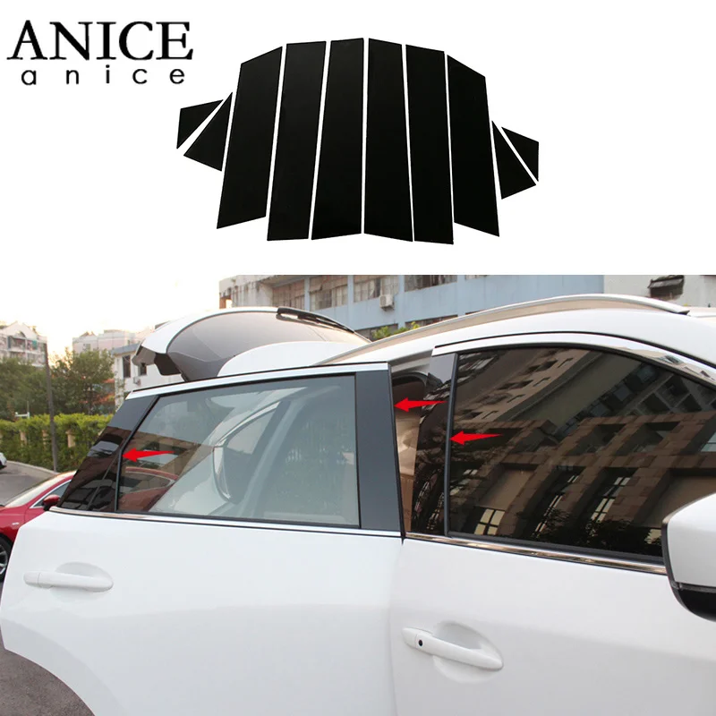 10 шт. блестящие черные зеркальные эффекты окошко центральный столб обшивка