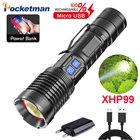 Светодиодный фонарик Pocketman XHP99, перезаряжаемый от USB светодиодный фонарь онарик XHP50, фонарик для кемпинга, используется 18650 26650 с держателем для ручки