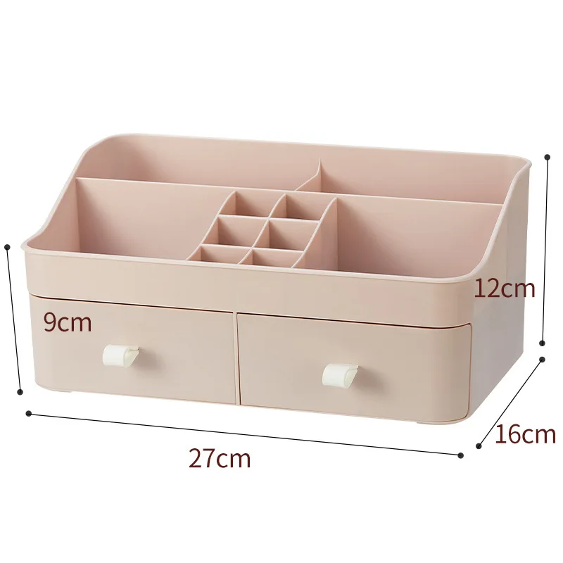

Plastic Cosmetic Storage Box Desktop Double-layer Drawer Women Makeup Organizer Student Pen Holder Home Combinable Finishing Box