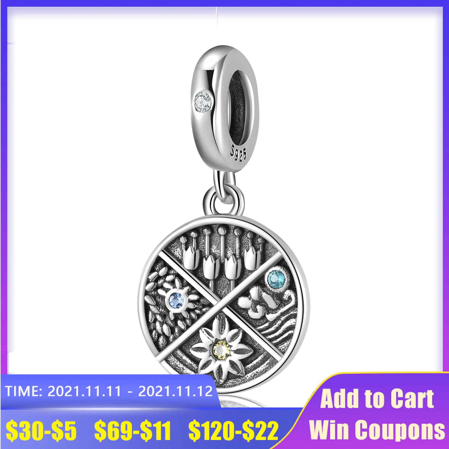 

Подвеска из серебра 925 пробы с картой роста пшеницы