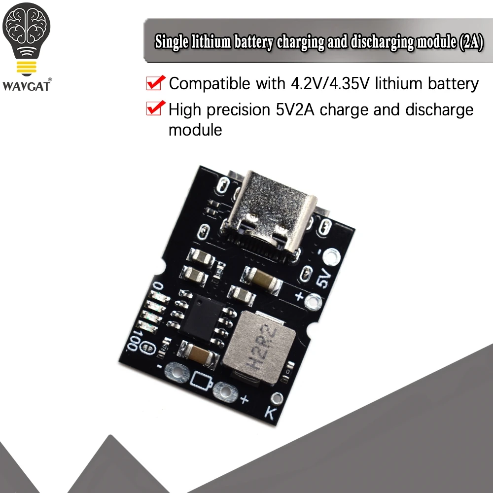 Type C USB 5V 2A повышающий преобразователь Повышающий Модуль питания литиевая батарея