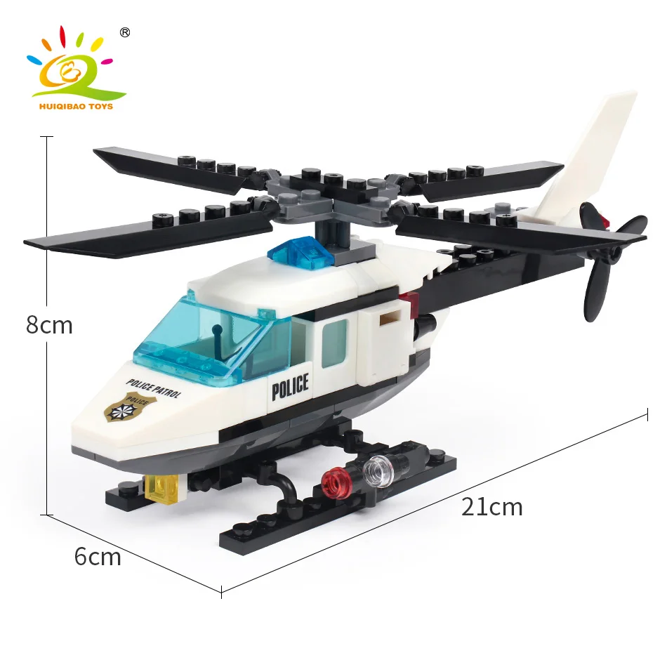 102pcs Police Helicopter Creative Building Blocks DIY Classic City Series Preschool Toys Children's Gifts | Игрушки и хобби