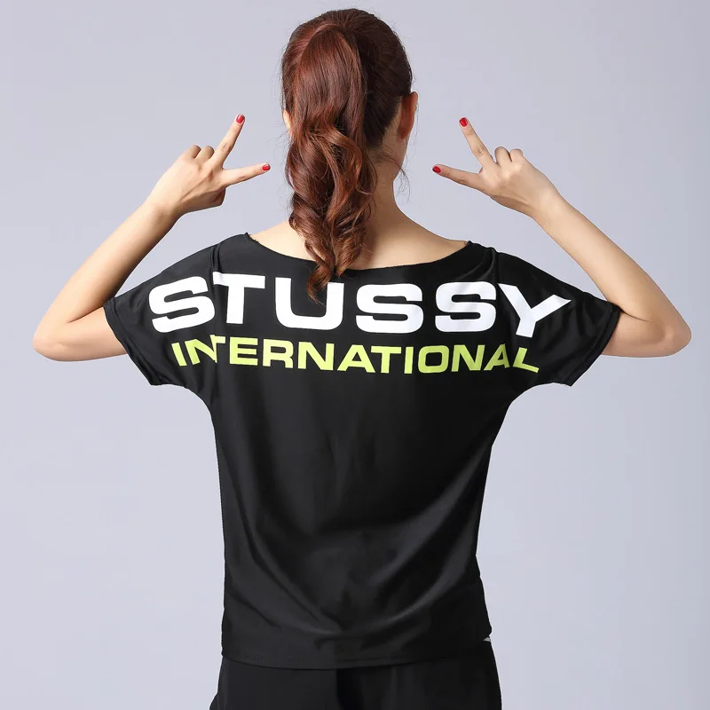 Женская рубашка с открытыми плечами для йоги топы тренировок летняя свободная