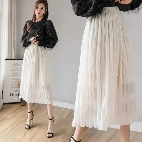 Женская шифоновая юбка трапеция однотонная нежная трапециевидная в стиле бохо с