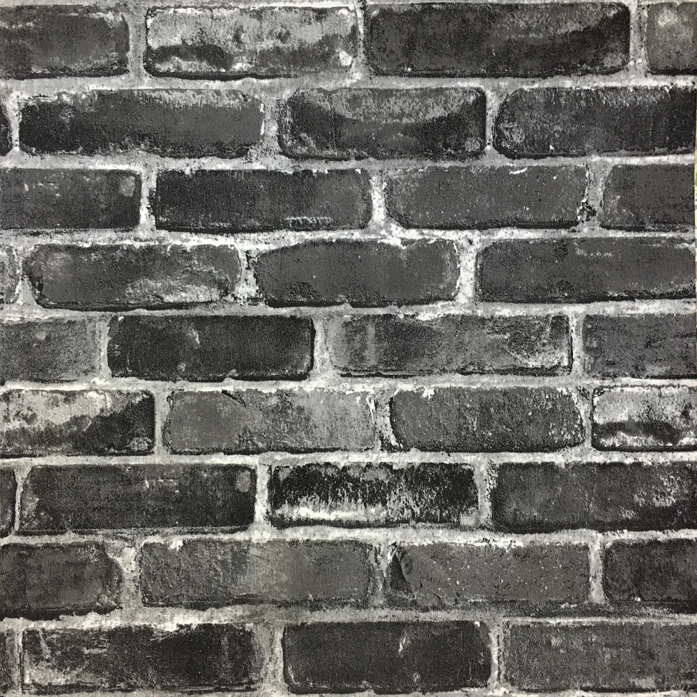 Черная рулонная винтажная 3D искусственная кирпичная настенная бумага рулон