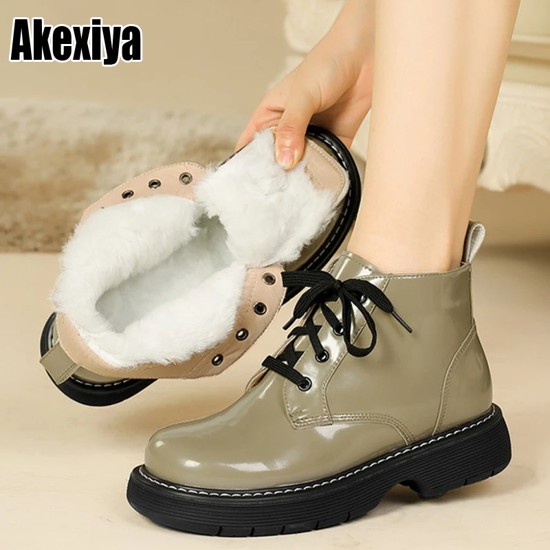 

Big Size 35-42 Cow Leather Snow Boots Women Genuine Leather Comfortable Wool Winter Boots Winter Keep Warm Ankle Boots BC2514