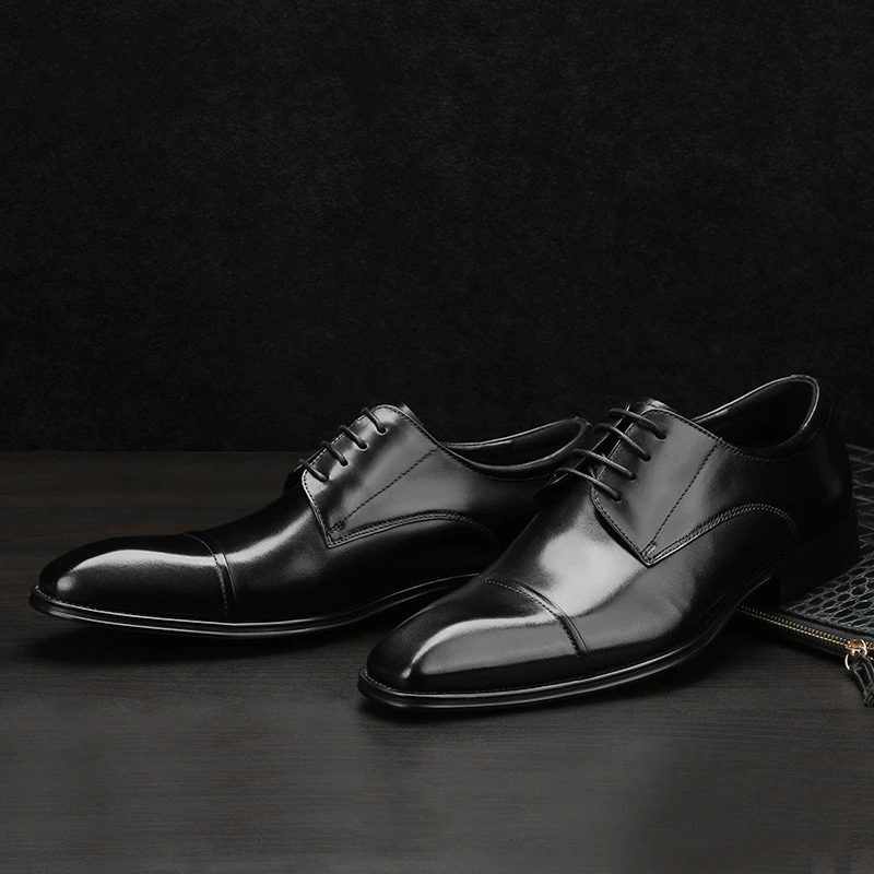 Туфли мужские из натуральной кожи повседневные с заостренным носком