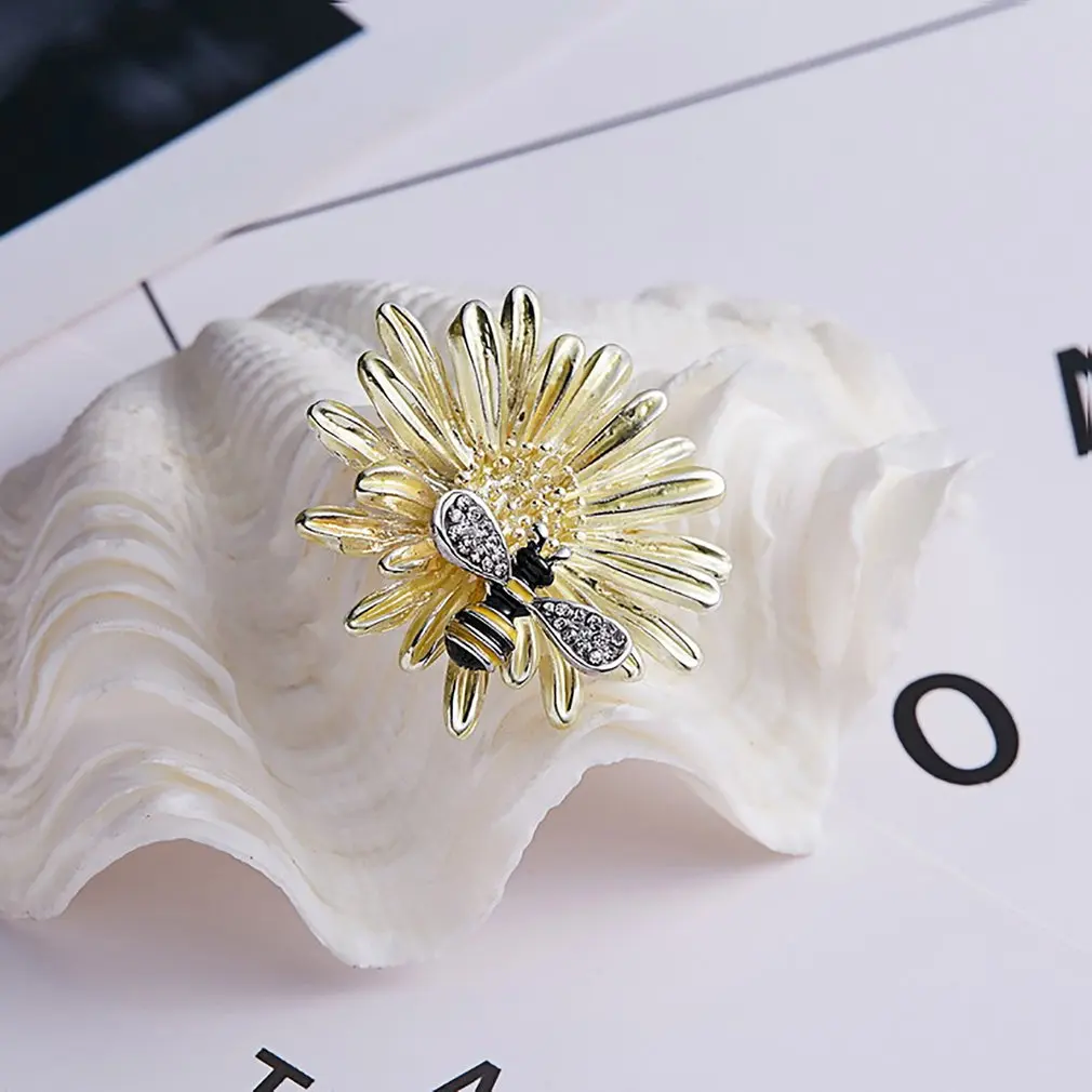 Креативный Сплав Брошь Подсолнух пчела Стразы Декор-брошь ювелирные изделия для