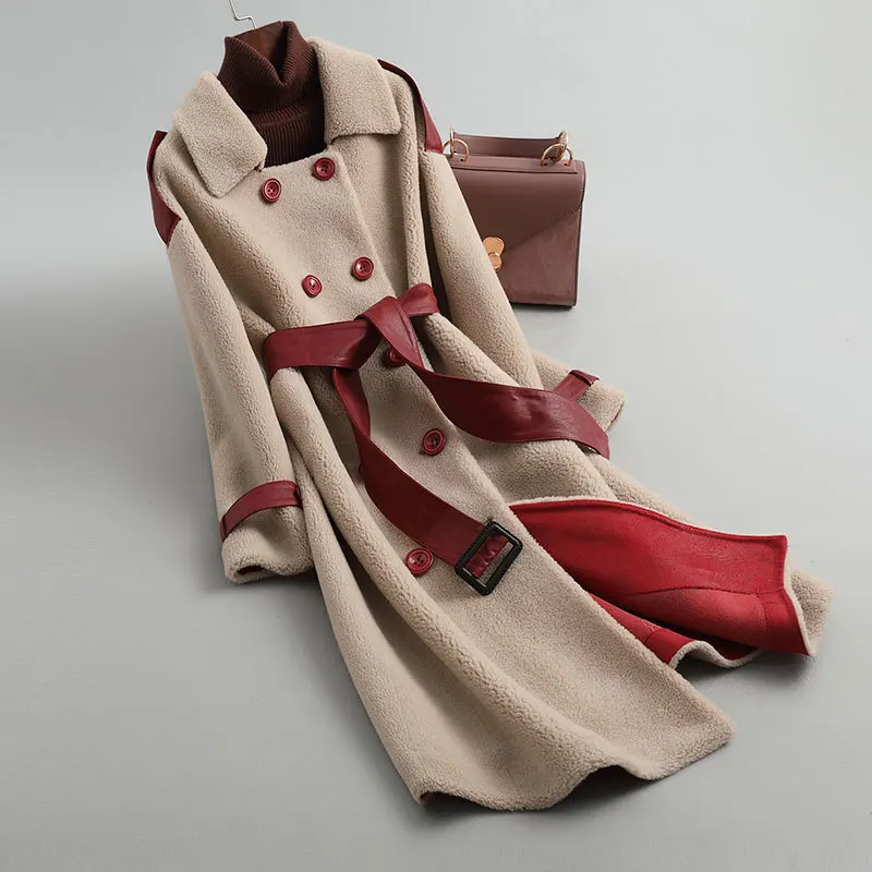 Винтажное пальто из овчины натурального меха зимняя куртка женские шерстяные и