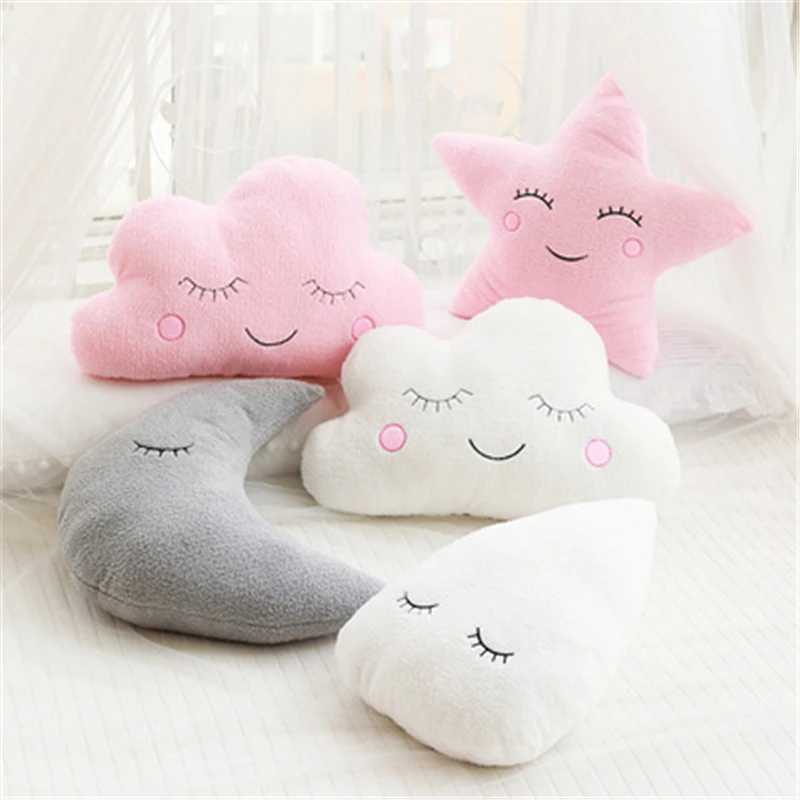 

Soft Stars Moon and Raindrops Plush Pillow Cute Stuffed Doll Creative Home Furnishing Decoration for Children Birthday Presents