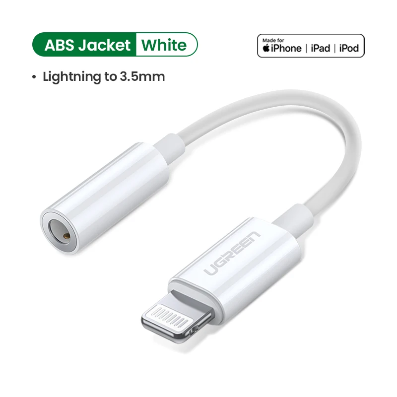 ABS White Ugreen MFi Lightning на 3,5 мм разъем AUX кабель для iPhone 11 Pro X XS XR 8 7 3,5 мм Lightning 3,5 наушники аудио адаптер сплиттер - Цвет: ABS White