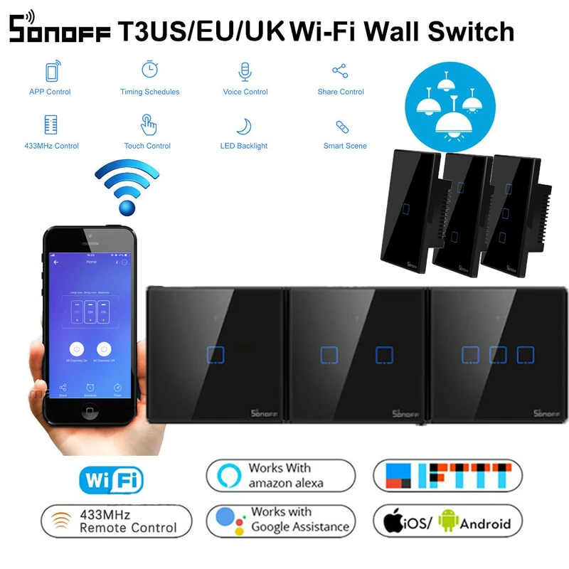 SONOFF T3 TX США/ЕС/Великобритания Умный дом Wifi сенсорный настенный светильник
