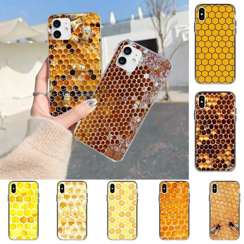 

Golden honeycomb honey bee Phone Case for iPhone 11 12 13 mini pro XS MAX 8 7 6 6S Plus X 5S SE 2020 XR