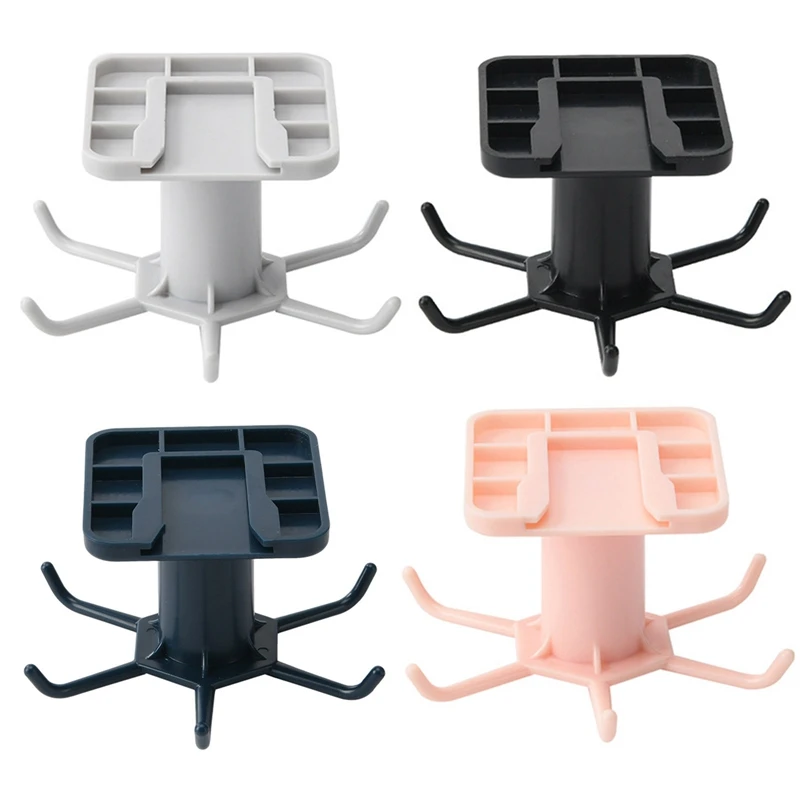 

Punch-free Kitchen Bathroom 360 Rotatable Hooks Rack Tableware Cosmetic Organizer Hanging Self Adhesive Hooks Storage Supplies