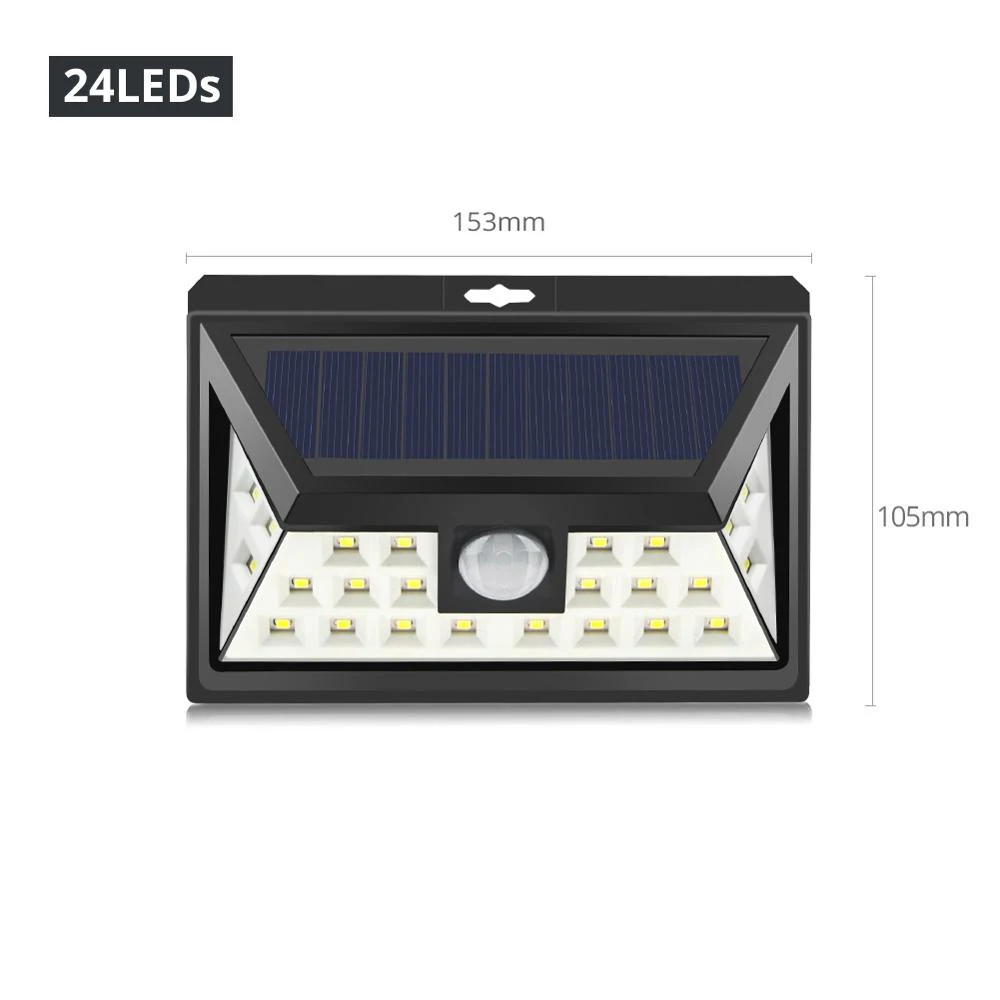 24LEDs Светодиодная уличная лампа для сада, ночник, датчик движения, Солнечный настенный светильник, детская Ночная безопасность, уличная дорожка, ярд, светильник - Испускаемый цвет: 24LEDs
