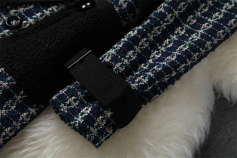 Runway Fashion Winter Tweed Woolen Jackets and Coats Women Elegant Lady Lace Up Vintage Long Wool Blend Overcoat Outerwear
