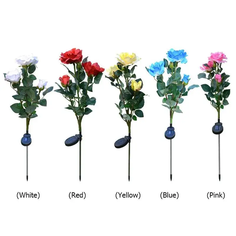 Светодиодный солнечный имитация цветка розы светильник Водонепроницаемый сад