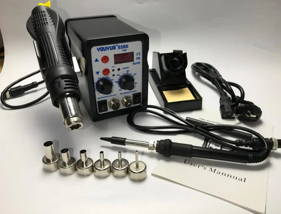 8586 2 In 1 ESD Hot Air Gun Soldering Station Welding Solder Iron For IC SMD Desoldering