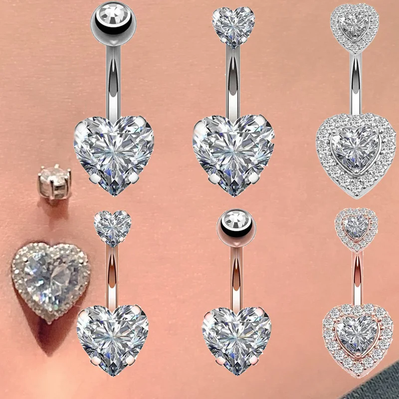 

Navel Earring Belly Piercing Steel Belly Button Rings Crystal Piercing Navel Heart Style Piercing Sexy Body Jewelry Piercings