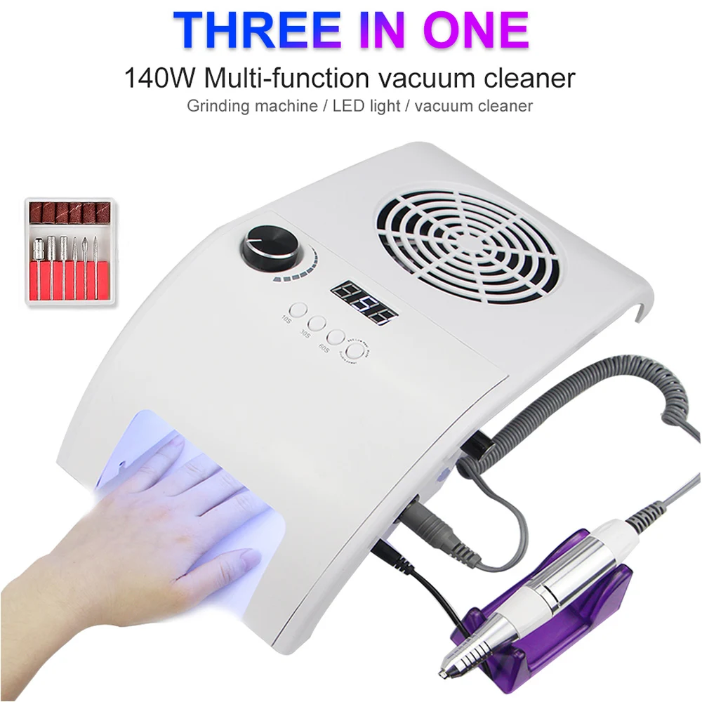 3 IN 1 Nail Vacuum Cleaner Big Power Dust Collector With Drill Machine Multifunctional Manicure Equipment | Красота и здоровье