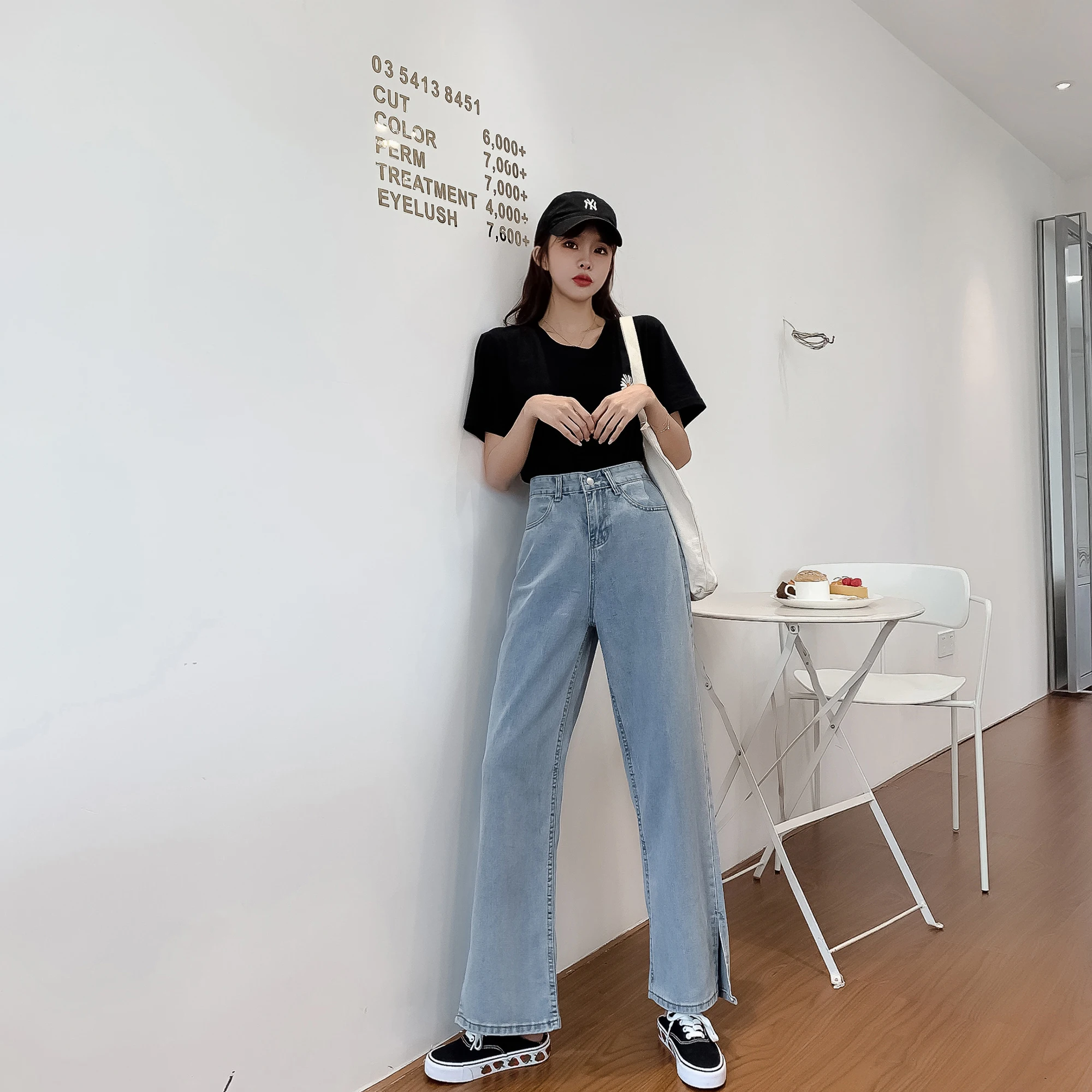 

2020 Summer Autumn New Ladies Trousers Straight Wide Leg Slim Long Trousers Casual Button Pockets Regular Pants