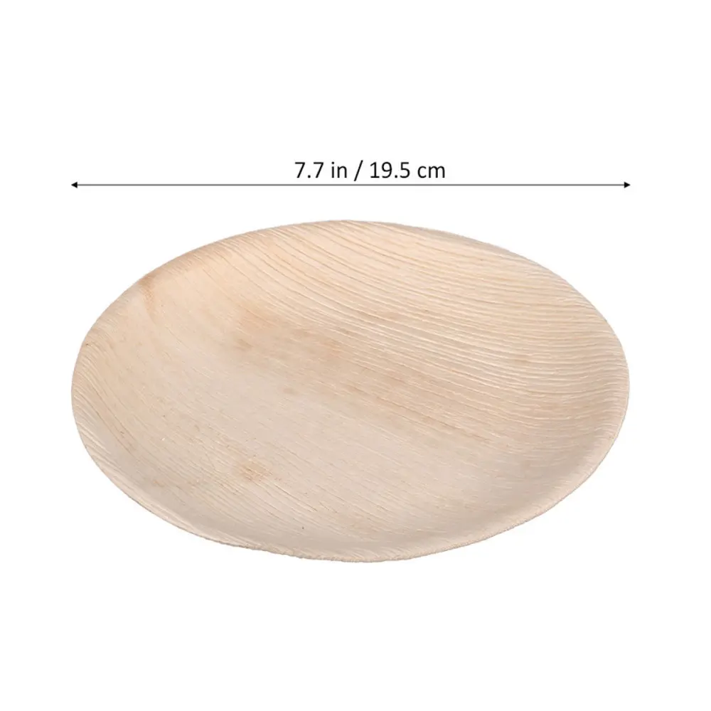 

5PCS Disposable Degradable Wooden Plates Cake Dessert Fruit Dishes Party Tableware Supplies (8inch, Round)