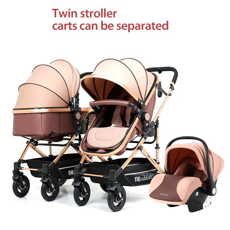 3 in1 Babyfond двойная детская коляска может разделять высокий лежащий пейзаж светильник ударопрочный складной детская коляска - Цвет: 3 in1