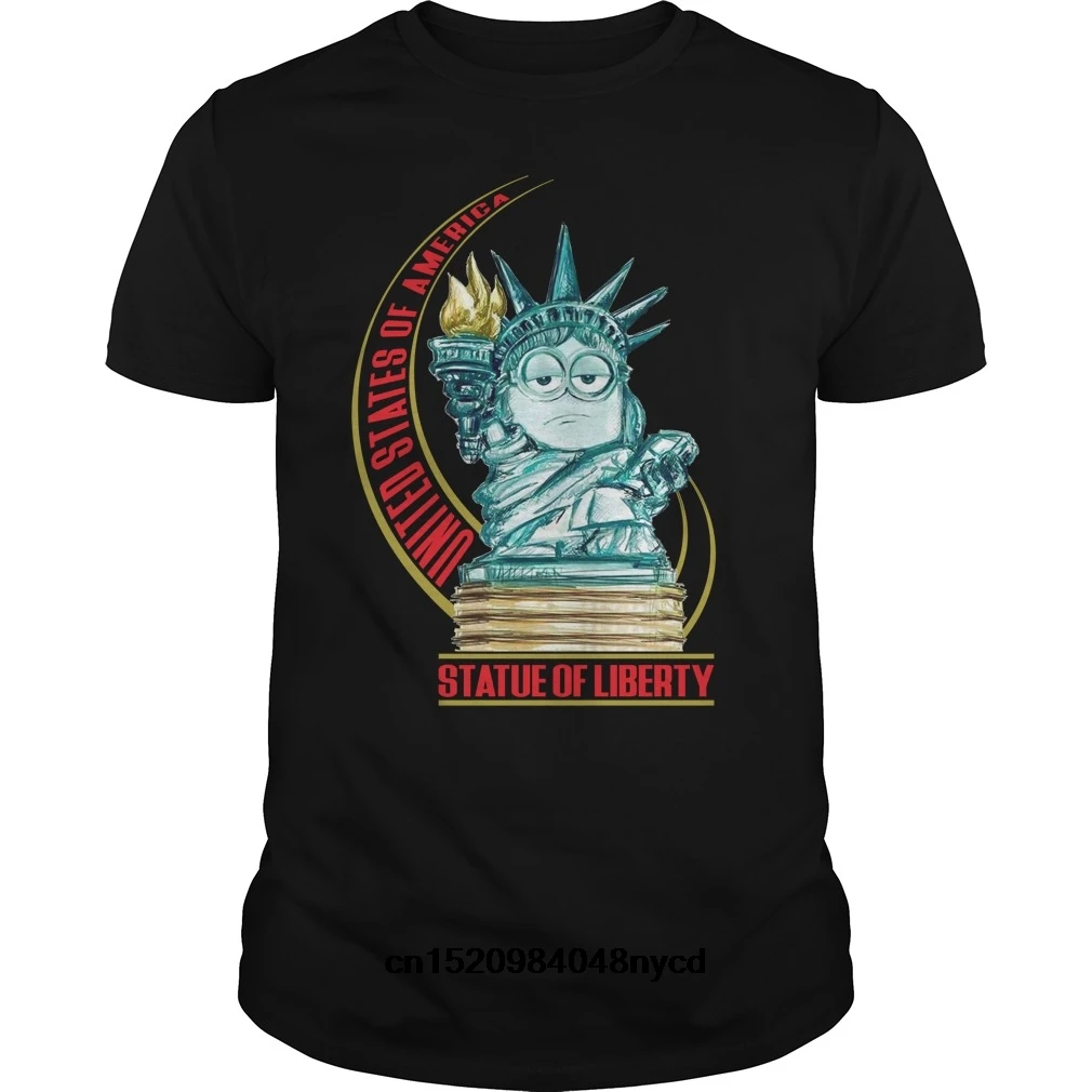 2019 Забавные футболки миньоны статуя свободы США 2018 модная футболка мужская |