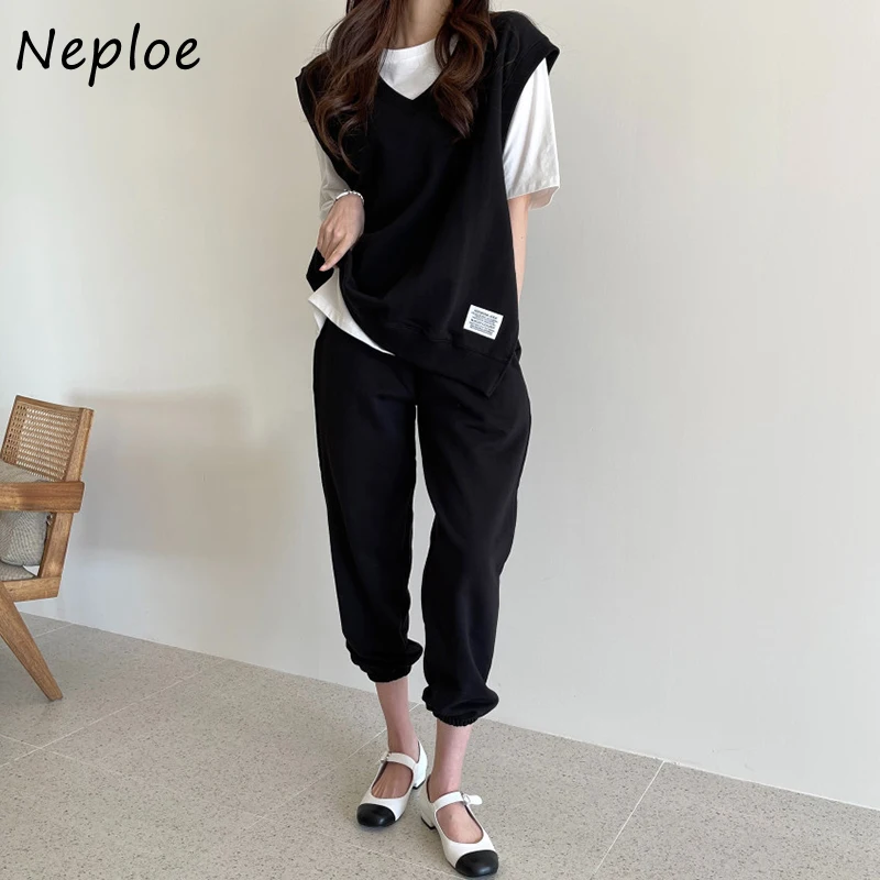 Комплект из двух предметов Neploe для женщин Корейская шикарная Свободная майка с