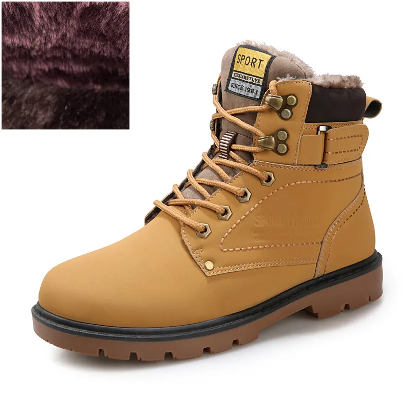 yellow with fur Зимние мужские меховые армейские военные сапоги; кожаная обувь; итальянские модные дизайнерские охотничьи мужские ботинки; botas hombre; большие размеры; Bot PUTILER - Цвет: yellow with fur