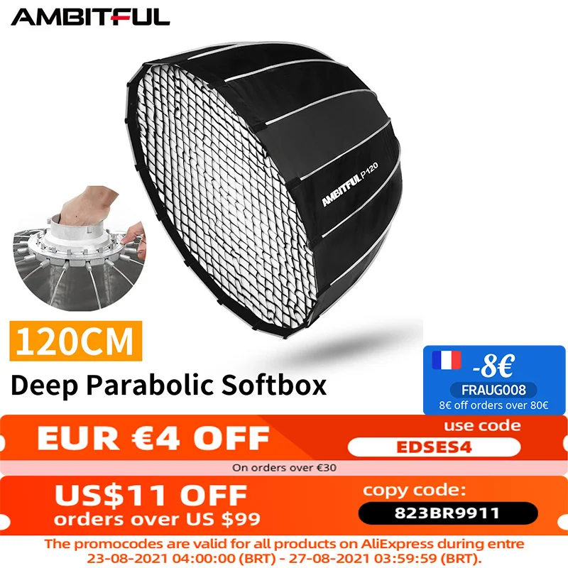 Портативный софтбокс AMBITFUL P120 параболический с сотовой сеткой быстрая установка