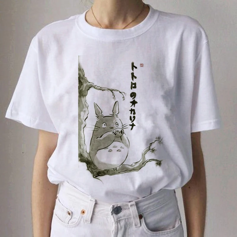 Totoro Studio Ghibli Kawaii Harajuku футболки для женщин Miyazaki Hayao забавная футболка с героями мультфильмов Мода 90s милая футболка Футболки женские - Цвет: 9154